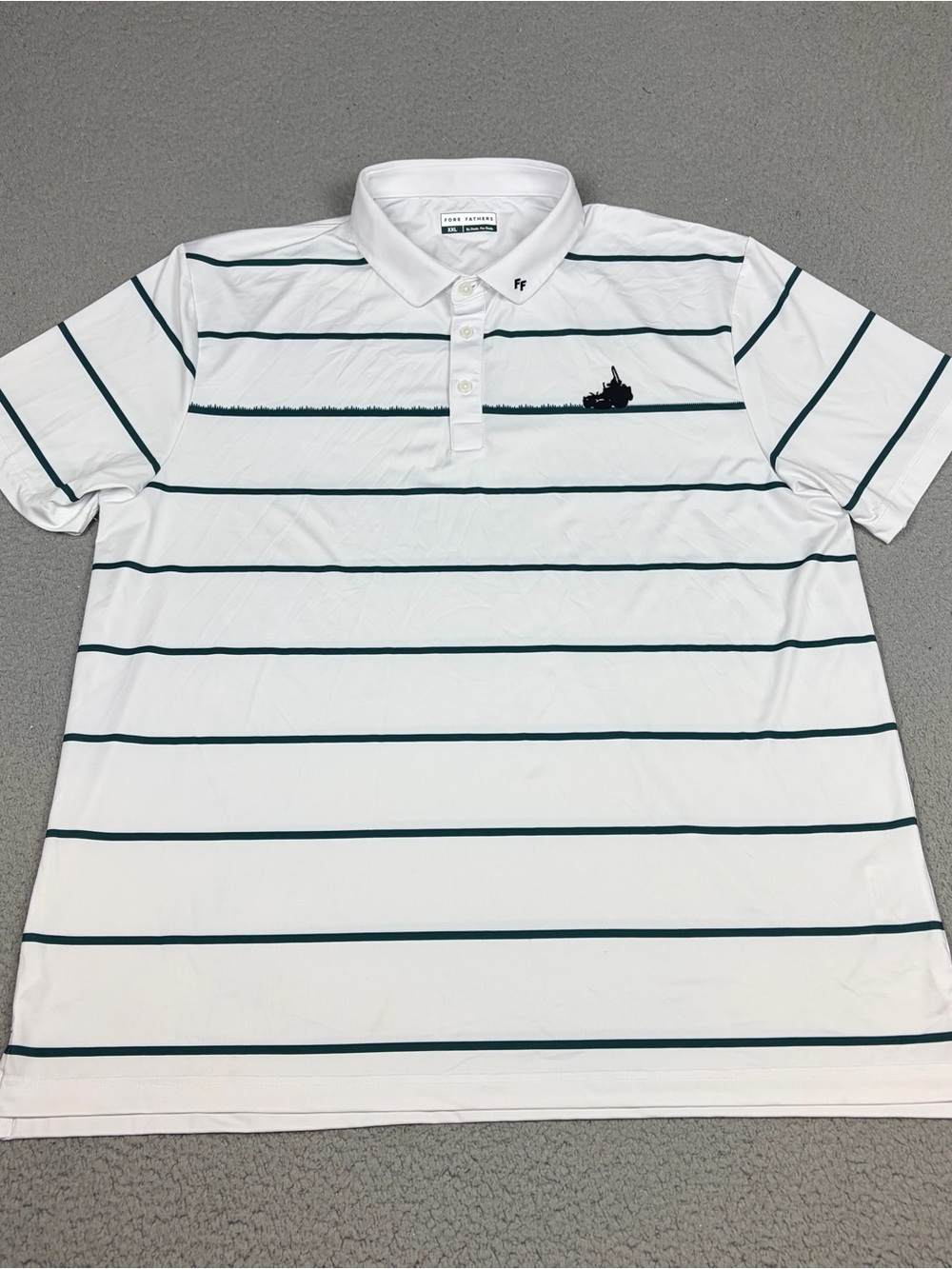 Fore Fathers Golf Polo Mens 2XL White with Black Stripes Stretch Performance